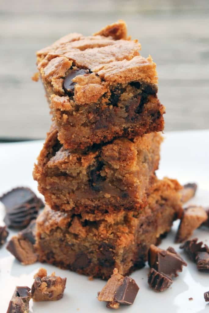 PeanutButterCupCookieBarsStack Peanut Butter Cup Cookie Bars