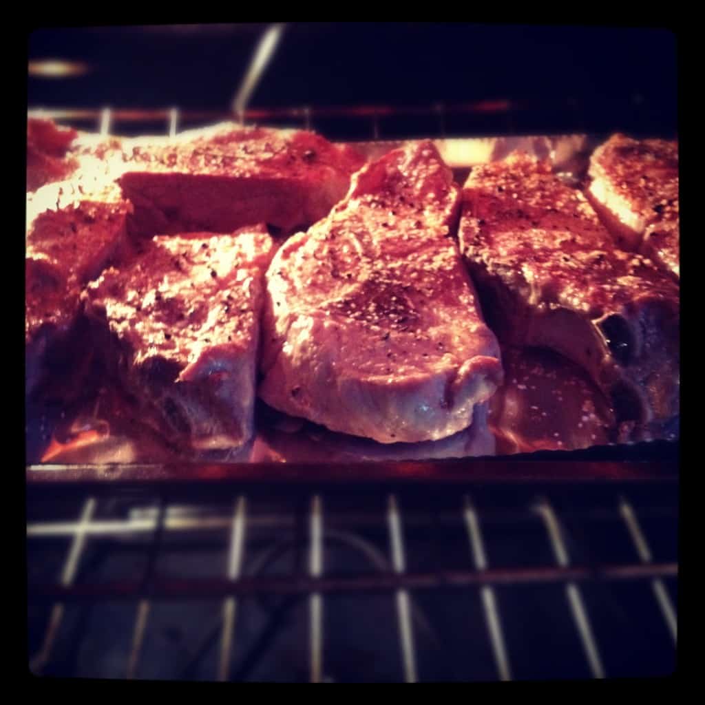 BroilerMeat Ribs under a broiler