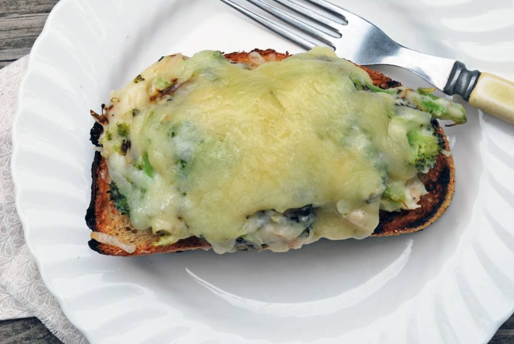 Open Faced Cheesy Broccoli and Bean Sandwich