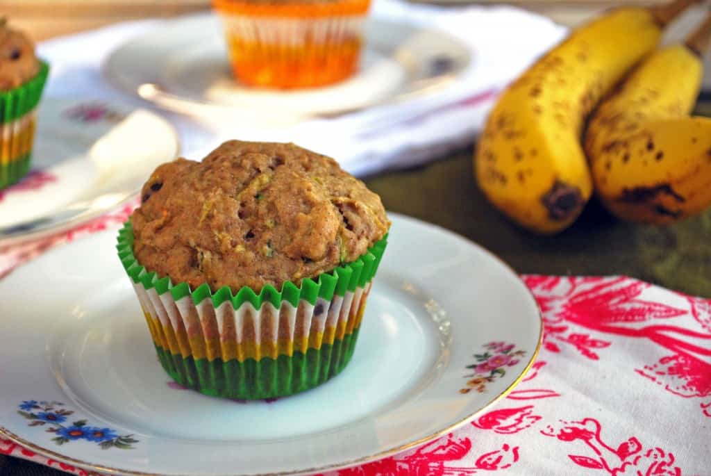 Zucchini Banana Chocolate Chip Muffins