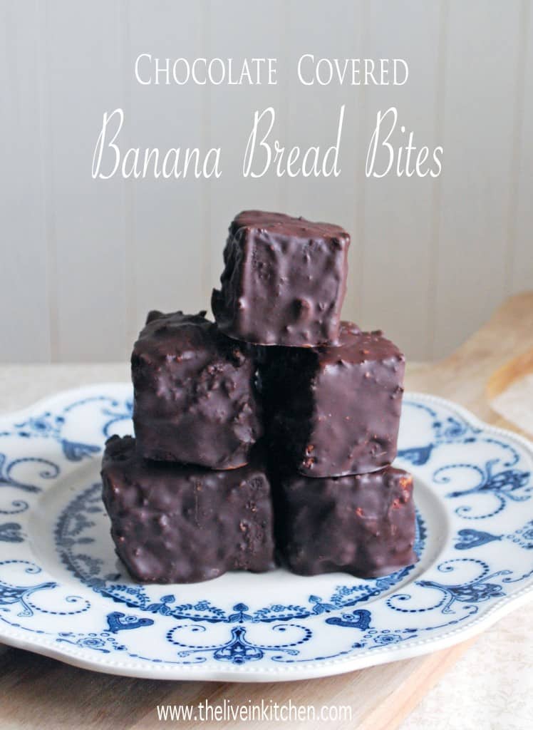 Chocolate Covered Banana Bread Bites